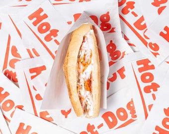 Hot Dog Wrapper Sleeves - Paper Hot Dog Bags - Compostable Packing - Hot Dog wrappers- 100 PCS - Paper Tray