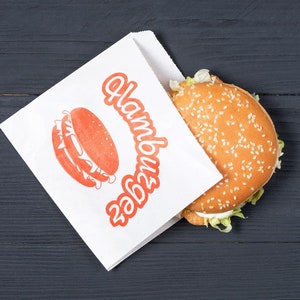 Sacchetti per panini, sacchetti per panini di carta, confezione per hamburger, hamburger da asporto da ristorante, sacchetto di carta