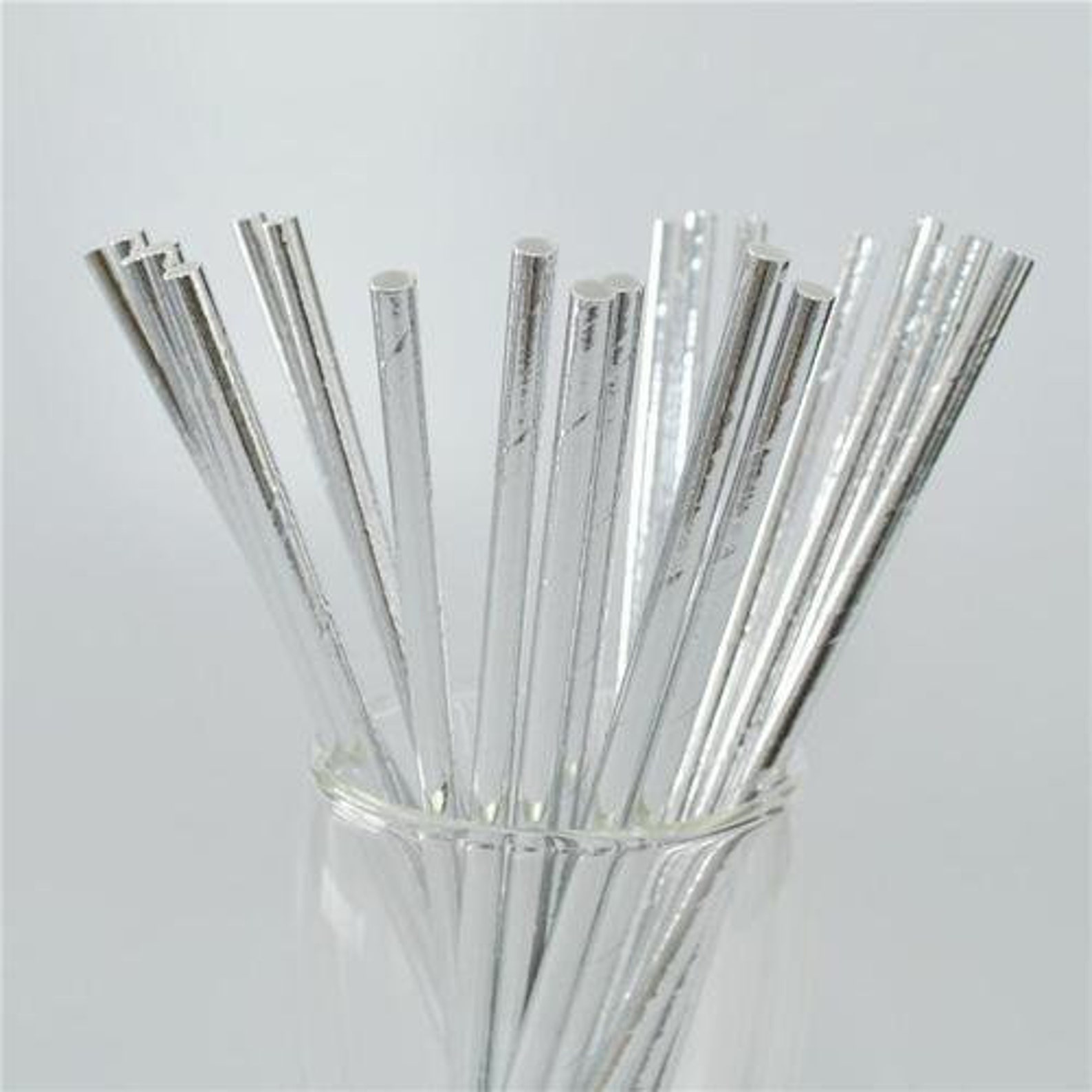 25 Metallic Silver Paper Straws Drinking Straw Cocktail Etsy