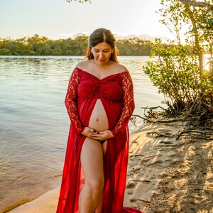 Chiffon split front maternity dress online