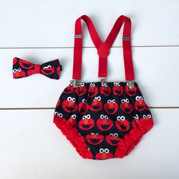 3 Piece Red Cake Smash Outfit - 1st Birthday Set