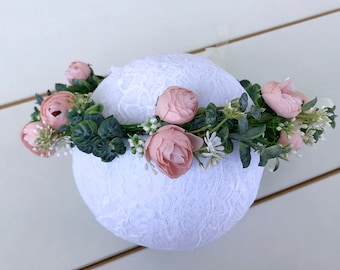 SALE! Peach Floral Crown, Flower, Wreath, Headband, Halo, Wedding, Photo Shoot, Baby Shower, Hens, Head Piece, Festival, Greenery, Apricot