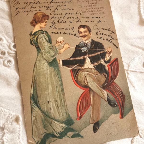 Carte Postale 1900s, insolite, couple, charme, mignon, Union Postale Universelle, collection