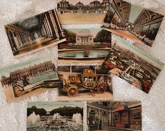 Versailles, Set de 9 cartes postales, vintage, colorisé, France, collection