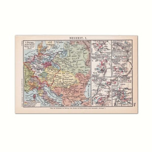Neuzeit Europa im Jahr 1763 | Original Bilddruck aus altem Lexikon von 1923 | 100 Jahre alte Enzyklopädie Buchseite | Römisches Reich