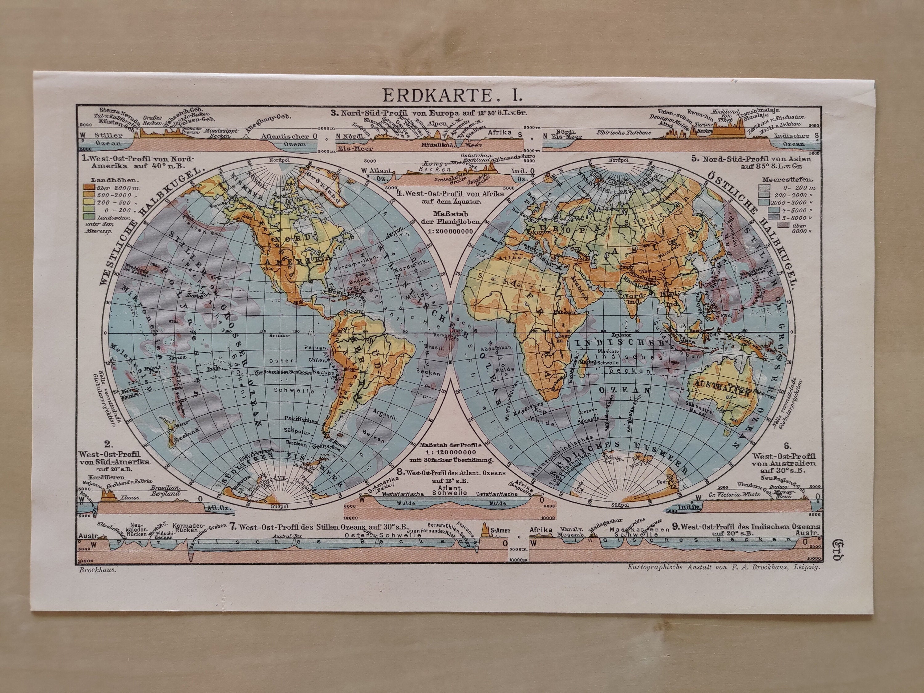No.536『（英文）フィリップス版 携帯用世界地図』1923（大正12）年 World Map 1923 | Original Picture Print From Old Encyclopedia From