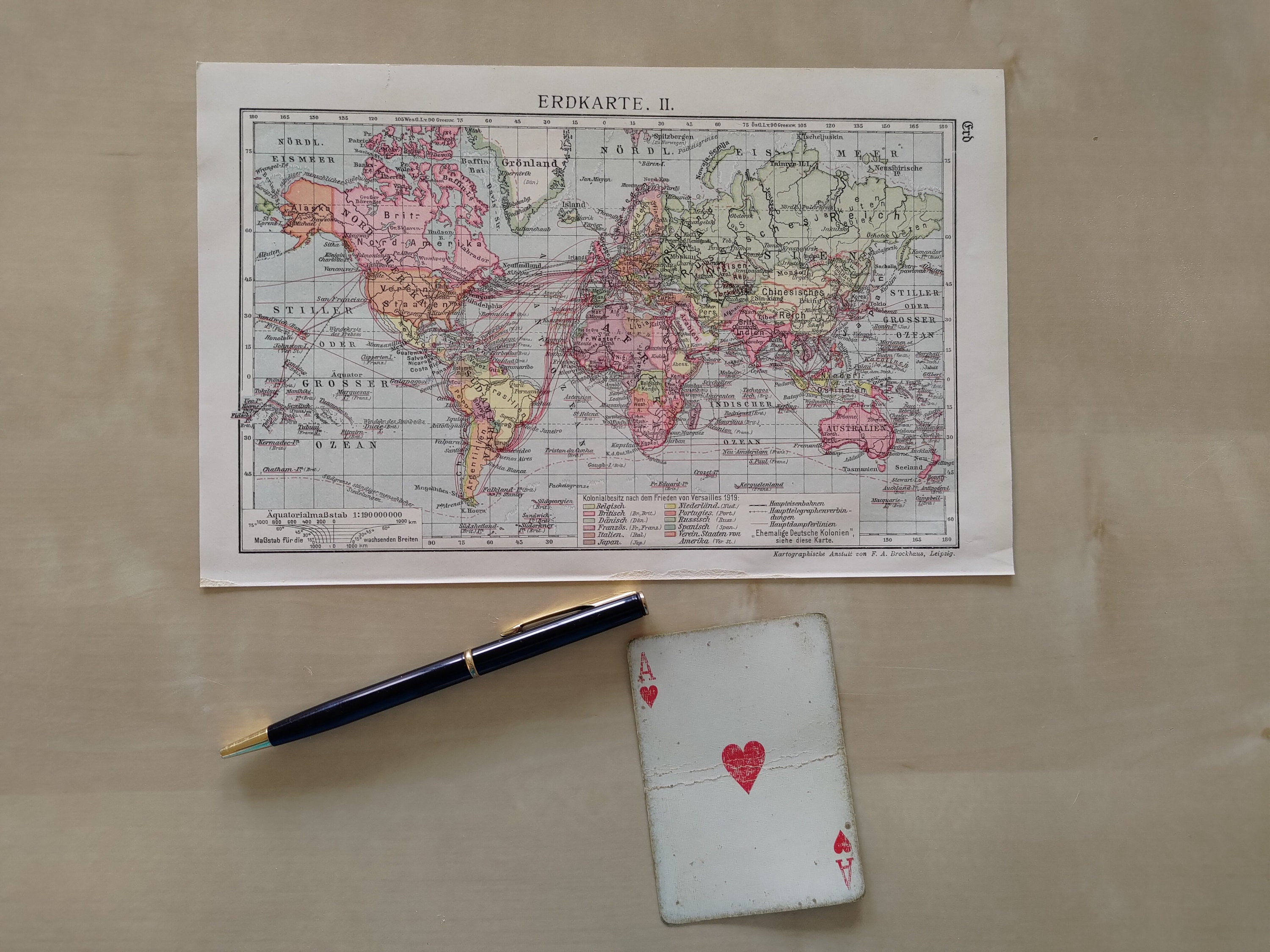 World Map 1923 | Original Picture Print From Old Encyclopedia From