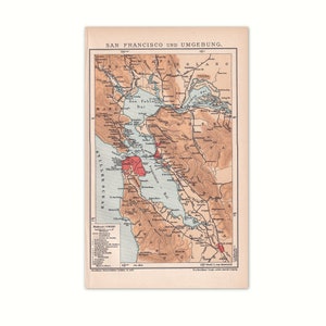 San Francisco 1903 | Originale Lithografie aus altem Lexikon von 1903 | 120 Jahre alte Enzyklopädie Buchseite | San Francisco Landkarte