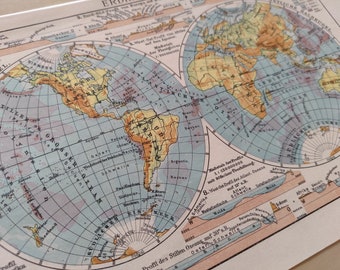 World Map 1923 | Original Picture Print From Old Encyclopedia From