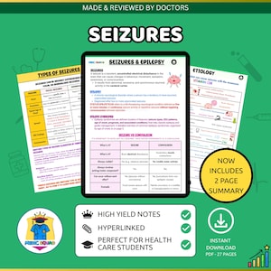Seizure & Epilepsy Management Guide: Medical Student PDF (Digital Download)