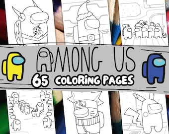 65 Space Crewmate Color Pages. Astronaut Game Characters Coloring Book fot Kid. Coloring Pages for Adults. PDF Printable Coloring Pages