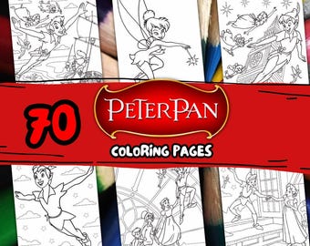70 PETER PAN coloring pages, A4 format coloring book for kids, Kids Coloring Activity , Birthday Activity Printable Coloring Pages