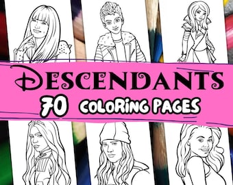 70 DESCENDANTS Coloring Pages, A4 format coloring book for kids, Kid Coloring Pages, PDF Printable Coloring Pages