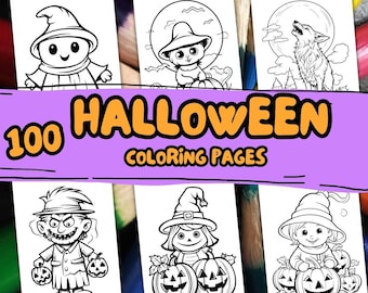 Halloween Coloring Pages, Halloween Coloring Book For Children Activity Digital Download PDF Printable Coloring Pages