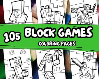 105 Video Game coloring page, Kids Cartoon Characters Coloring Sheets Instant Download, Kids Coloring Activity Printable Coloring Book