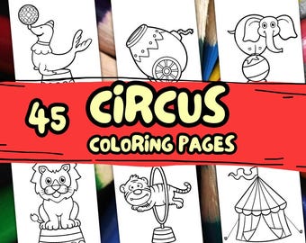 45 CIRCUS coloring page, Kids animals coloring pages Instant Download, Cute Coloring Page Coloring for Kids