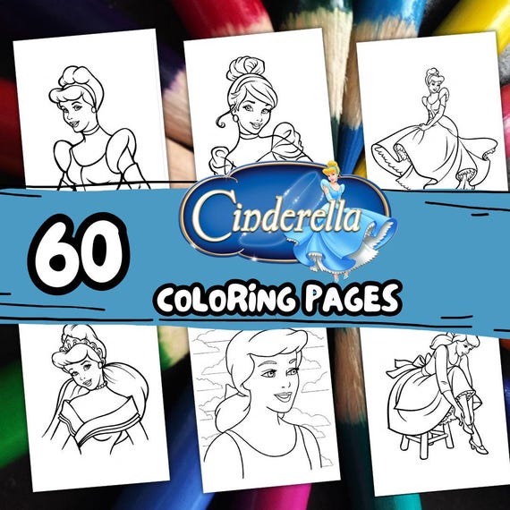 60 Princess Coloring Pages, A4 format coloring book for kids, Kid Coloring Pages, Princesses Cartoon Cliparts Coloring Book
