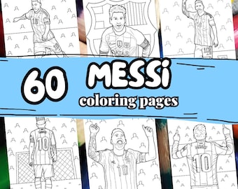 60 MESSI Coloring Pages. Soccer coloring book for kids. Soccer Birthday Party Activities Printable Soccer Party Games