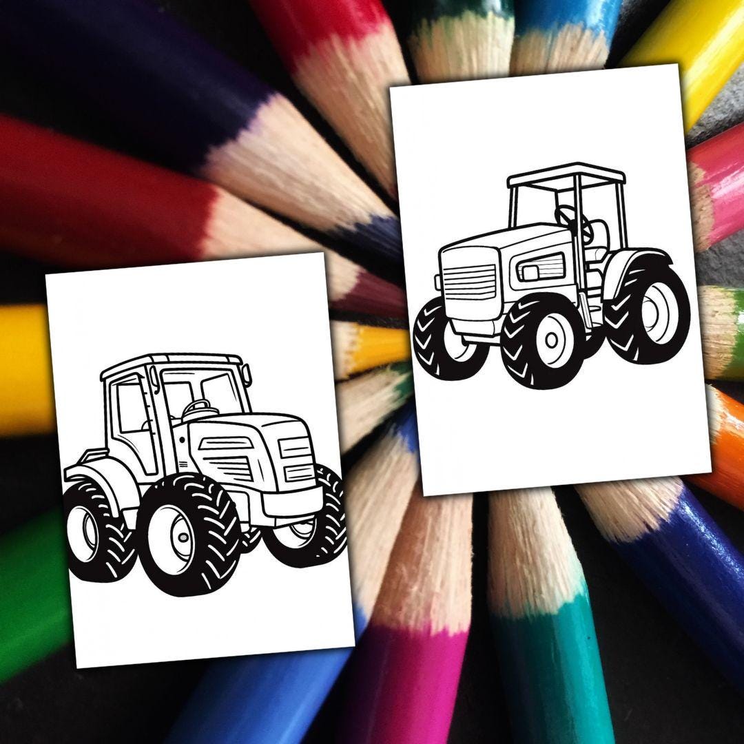 Colouring Page Racing Tractor 35 TRACTOR Coloring Page, Kids Vehicle Coloring Sheets Instant Download ...