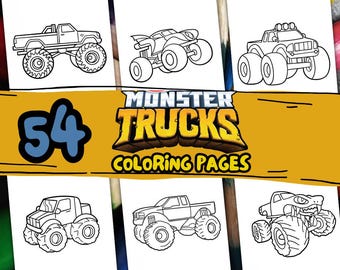 50 MOSTER TRUCKS Color Pages. Monster Trucks Book photo Kid. Coloring Pages for Adults. Pdf Printable Coloring Pages
