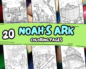 20 Noah's Ark Bible Coloring Pages.  Religious Coloring book for kids. Printable coloring pages for kids. Printable coloring pages, Christian