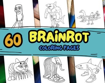 60 Italian Brainrot Animals coloring page, Kids Cartoon Characters Coloring Sheets Instant Download, Brainrot Printable Coloring Book