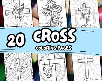 20 Cross Coloring Pages.  Religious Coloring book for kids. Printable coloring pages for kids. Printable coloring pages, Christian Coloring