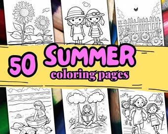 50 SUMMER Coloring Pages. Cartoon coloring book for kids. Printable coloring pages for kids. Printable coloring pages, Summer School Game