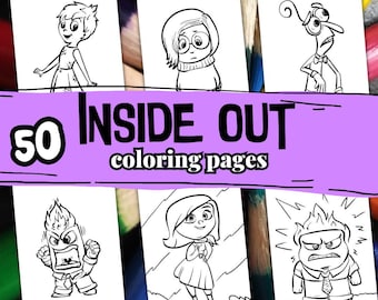50 Inside Out Movie Coloring Pages, A4 format Illustrations Coloring Book for kids, Kid Coloring Pages, PDF Printable Coloring Pages