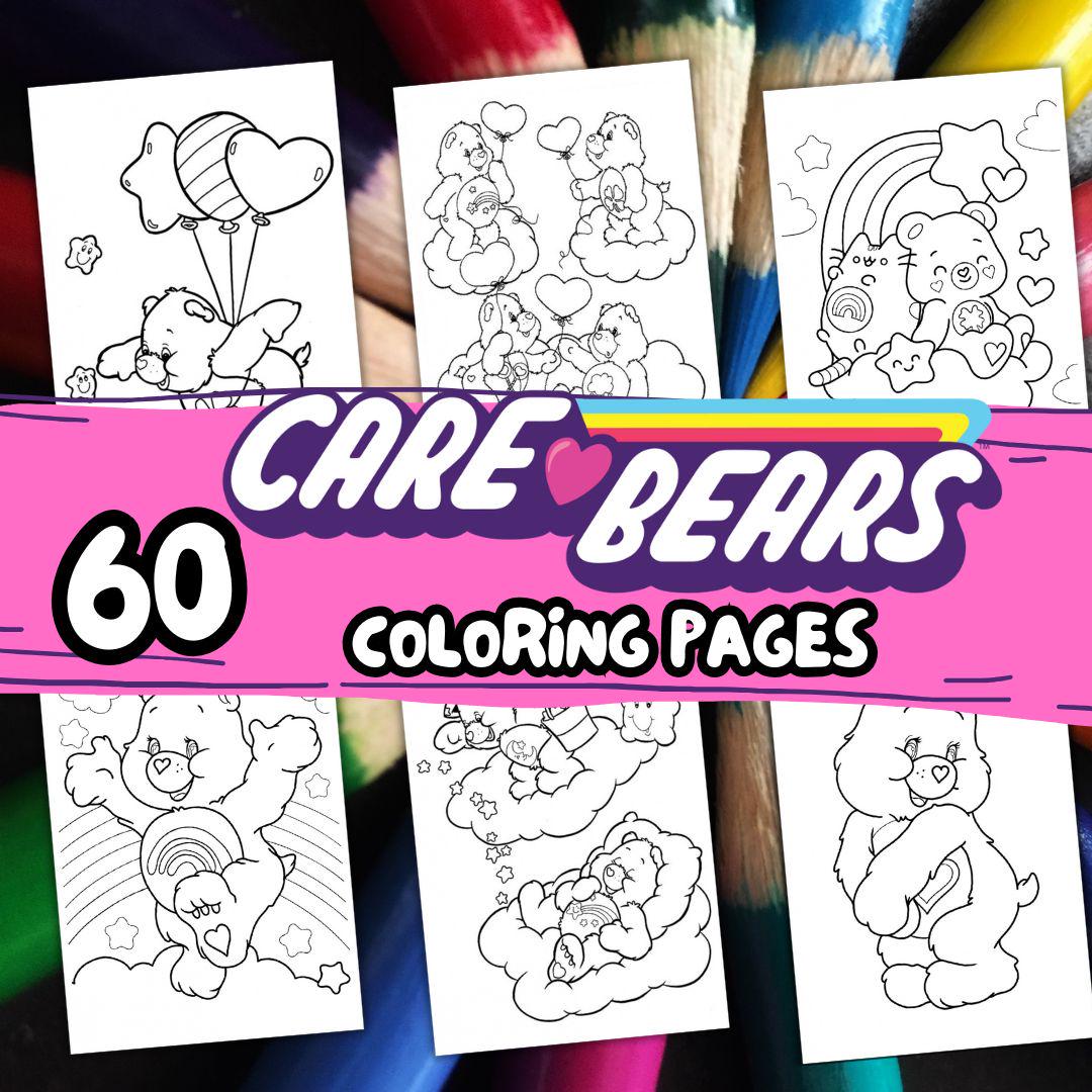 60 CAREBEARS coloring pages. Birthday Coloring Book photo Kid. Coloring Pages for Adults. Pdf Printable Coloring Pages