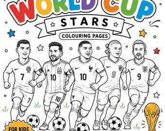 WM-2026: Ausmalbilder-Paket, Fußball-Malbuch, Ausmalbuch mit Messi, Ronaldo und Mbappé (PDF)