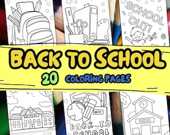 Back to School Coloring Pages, School Coloring Book For Children Activity Digital Download PDF Printable Coloring Pages