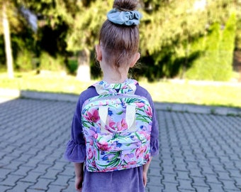 Floral backpack, Girl backpack, Toddler backpack, kids backpack, baby backpack, back to school, kindergarten backpack, gift for baby.