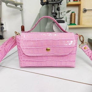 Phone bag, baby pink leather bag, leather mini bag, miniature handbag, tiny leather, mini handbag.