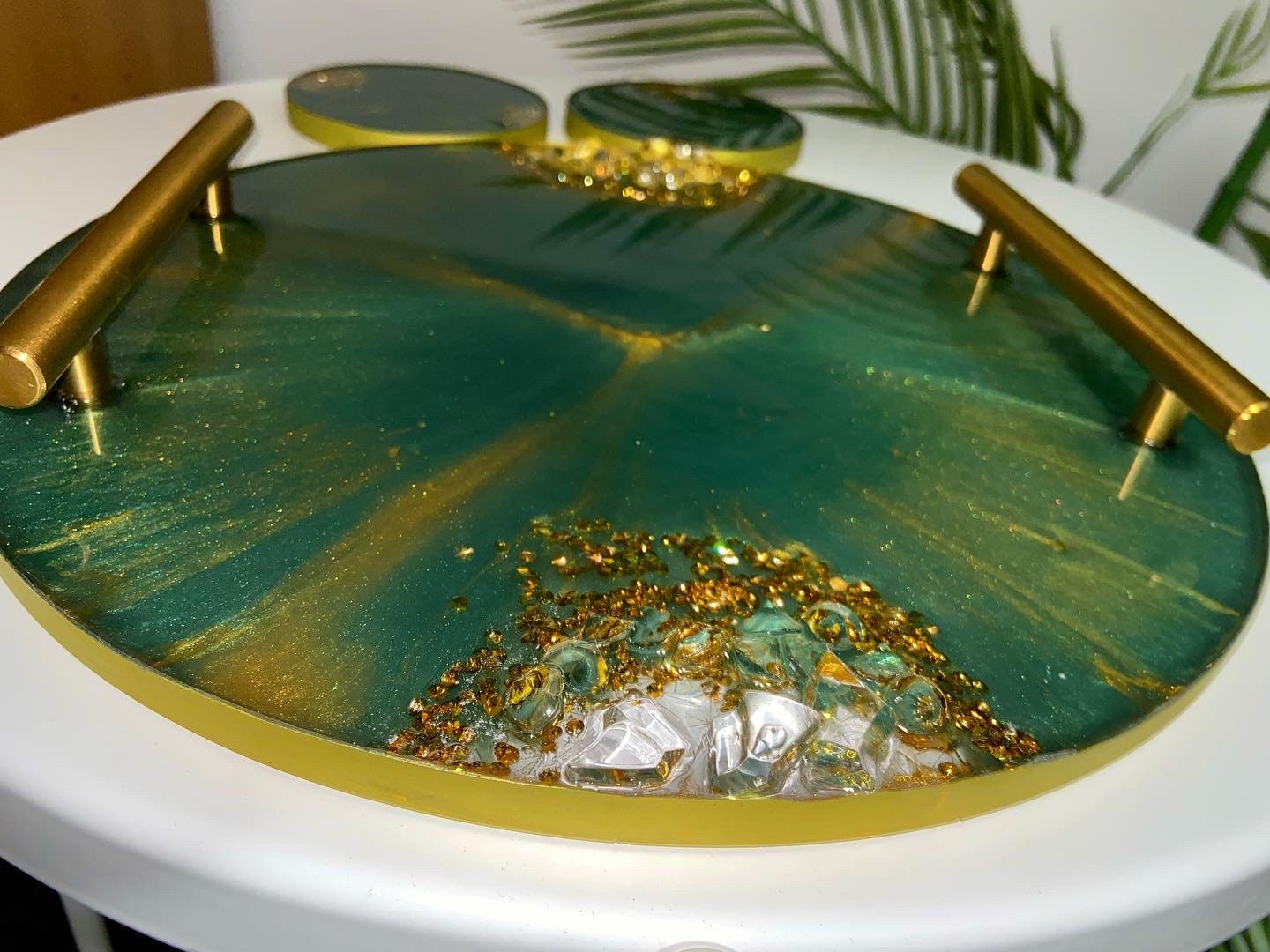 Large Serving Tray with 2 Coasters 30x30cm Bespoke Resin Etsy