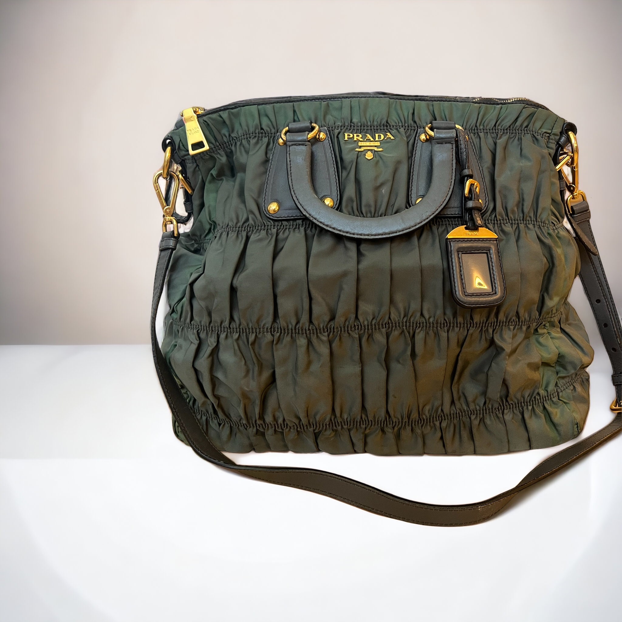 Prada Green Nylon Tessuto City Tote Bag — Rediscover Vintage