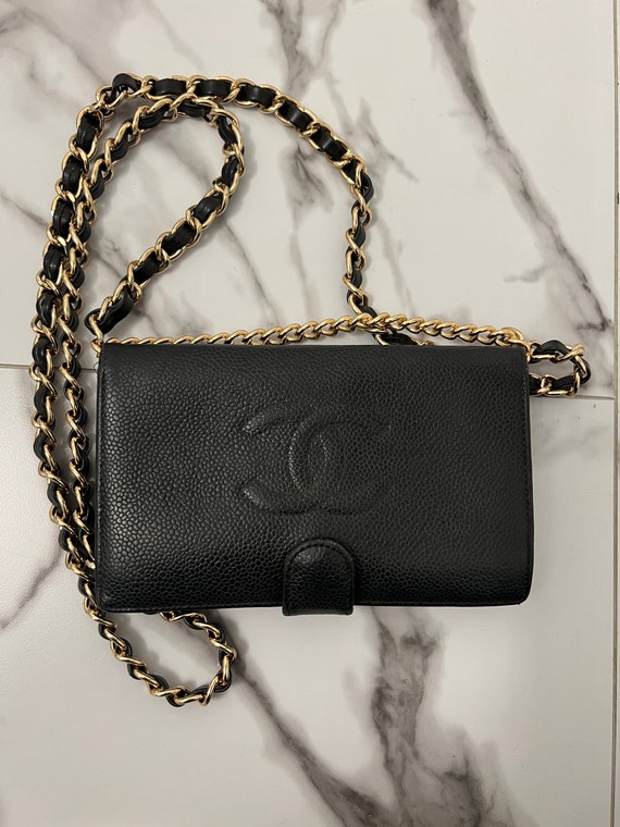 Vintage Chanel Wallet WOC With Added Chain Sling Removable 