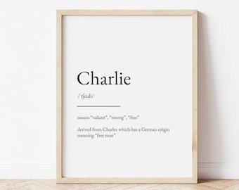 Charlie Name Meaning Print, Name Print, Wall Art, Minimalist Print, Minimalist Art, Modern Art, Modern Poster Print, Téléchargement numérique