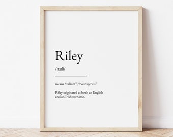 Riley Name Meaning Print, Name Print, Wall Art, Minimalist Print,  Minimalist Art, Modern Art, Modern Poster Print, Digital Download