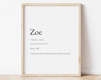 Zoe Name Meaning Print, Name Print, Wall Art, Minimalist Print, Minimalist Art, Modern Art, Modern Poster Print, Digital Download