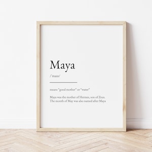 Maya Name Meaning Print, Name Print, Wall Art, Minimalist Print, Minimalist Art, Modern Art, Modern Poster Print, Digital Download