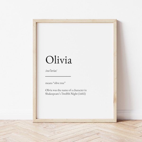 Olivia Name Bedeutung Druck, Namen Druck, Wandkunst, minimalistischen Druck, minimalistische Kunst, moderne Kunst, moderne Posterdruck, digitaler Download