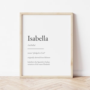 Nombre isabella que significa impresión, impresión de nombre, arte de pared, impresión minimalista, arte minimalista, arte moderno, impresión de póster moderno, descarga digital