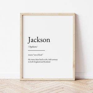 Impressão de significado do nome Jackson, impressão de nome, arte de parede, impressão minimalista, arte minimalista, arte moderna, impressão de pôster moderno, download digital