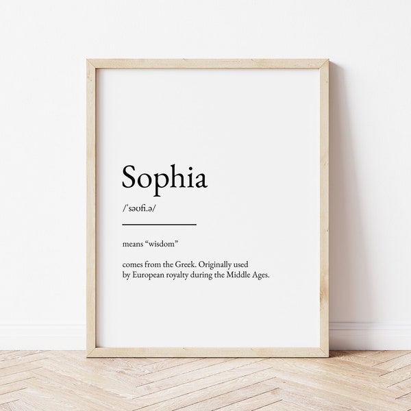 Sophia Name Meaning Print, Name Print, Wall Art, Minimalist Print, Minimalist Art, Modern Art, Modern Poster Print, Digital Download