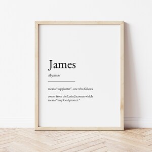 Impressão de significado do nome de James, impressão de nome, arte de parede, impressão minimalista, arte minimalista, arte moderna, impressão de pôster moderno, download digital