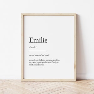 Emilie Name Meaning Print, Name Print, Wall Art, Minimalist Print, Minimalist Art, Modern Art, Modern Poster Print, Digital Download