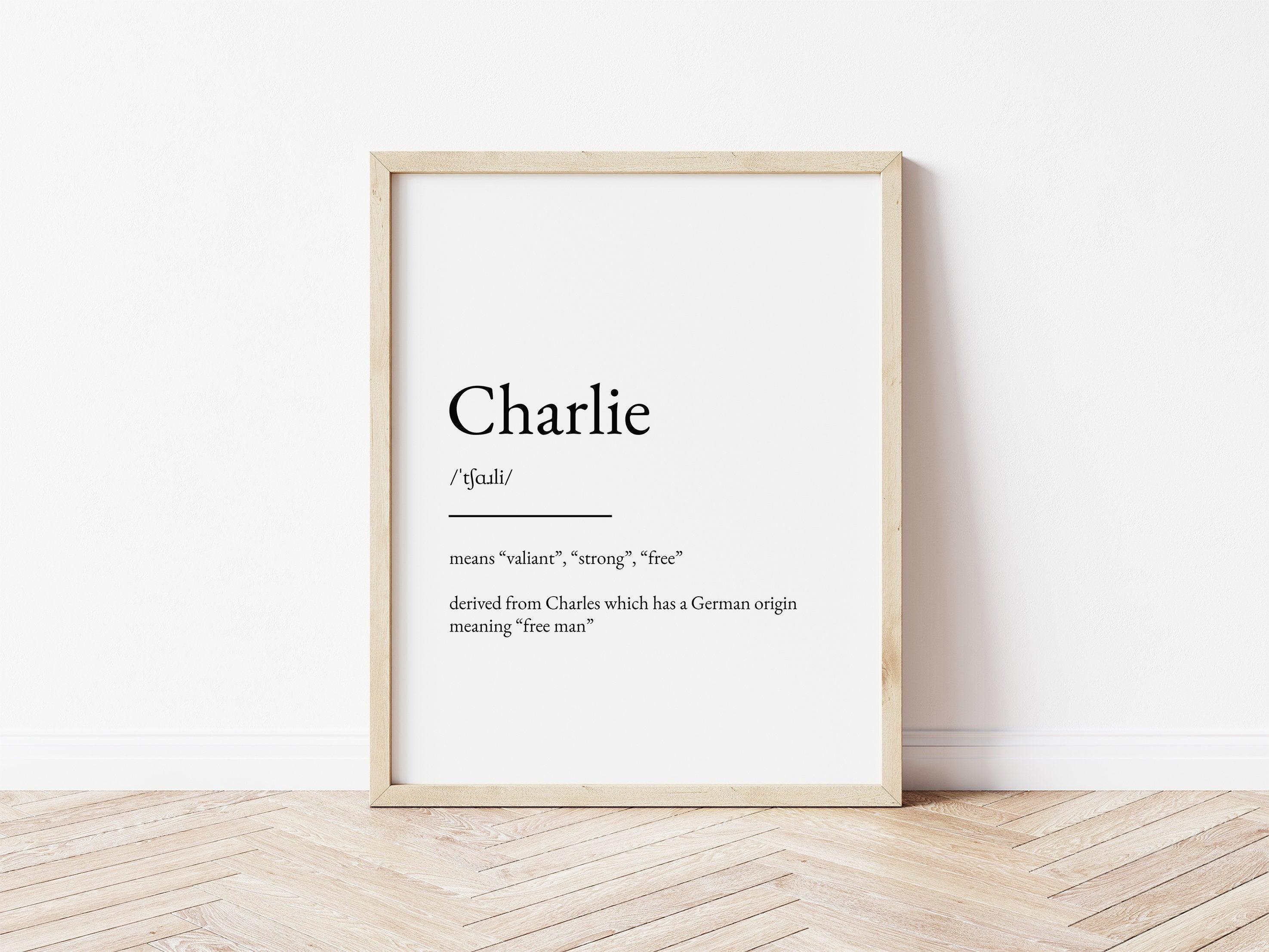 Charlie Name Meaning Print, Name Print, Wall Art, Minimalist Print, Minimalist Art, Modern Art, Modern Poster Print, Digital Download