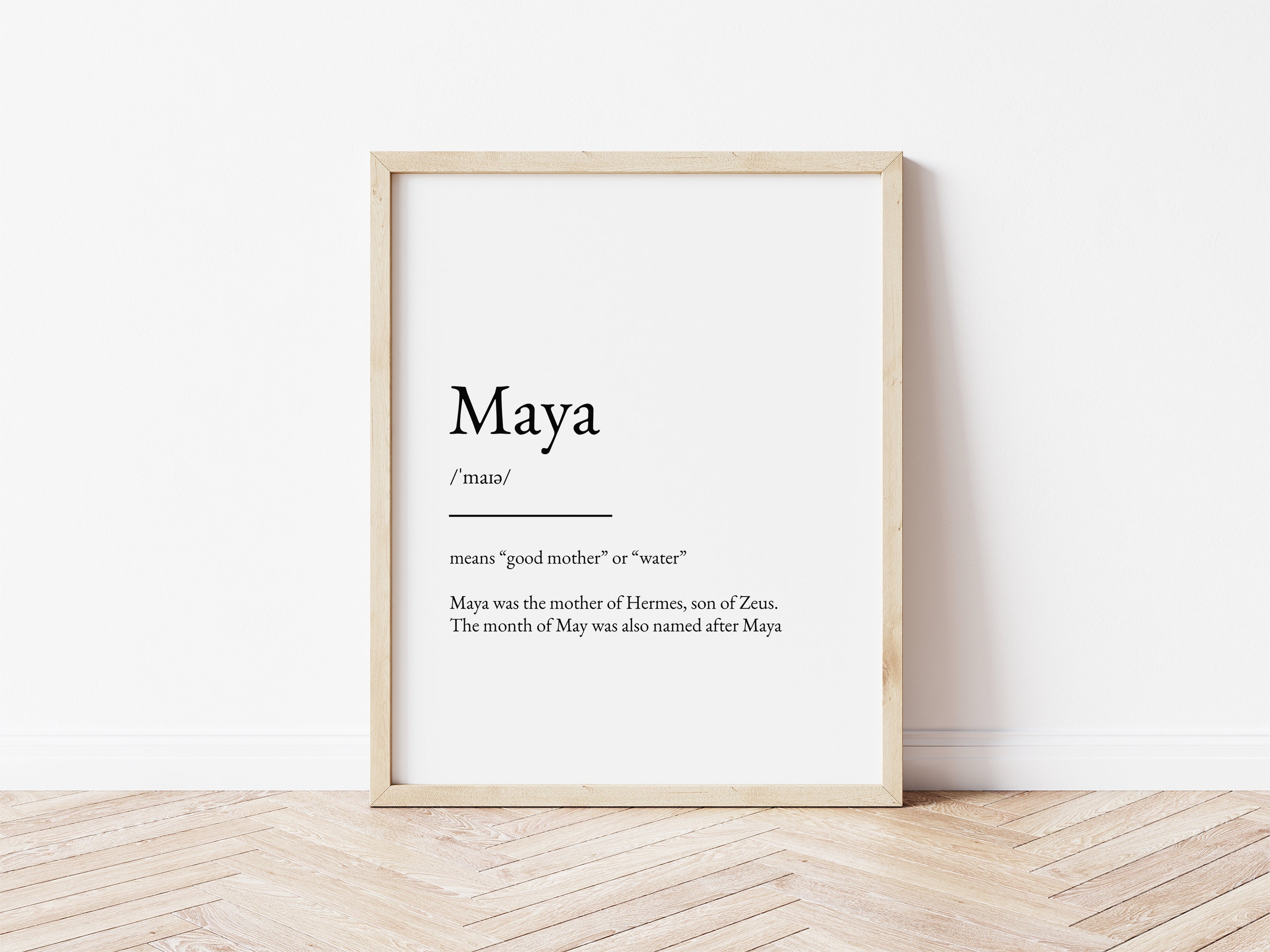 Maya Name Meaning Print Name Print Wall Art Minimalist Etsy