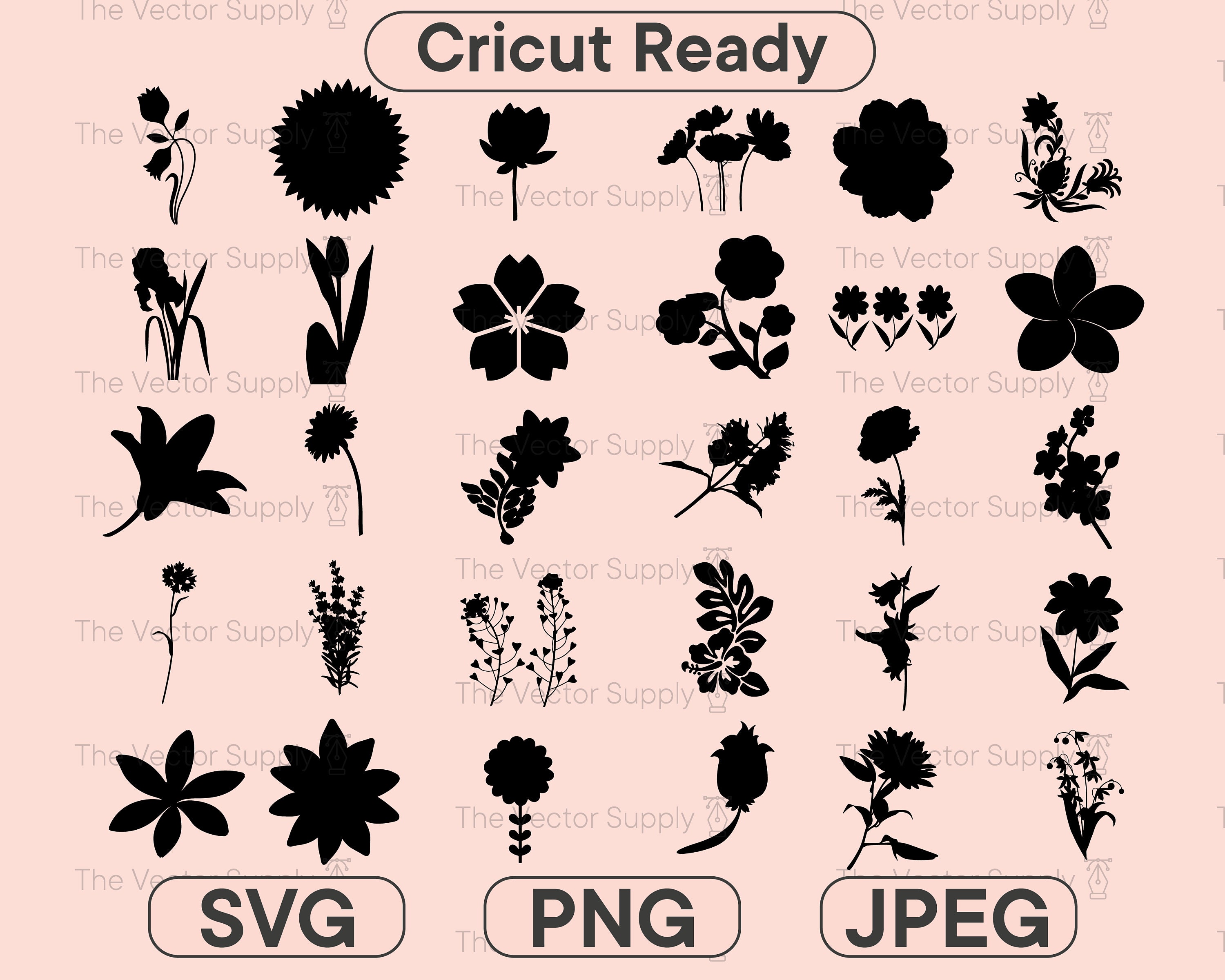 Flowers Vector Clipart Bundle SVG/PNG/JPEG para Cricut Print | Etsy